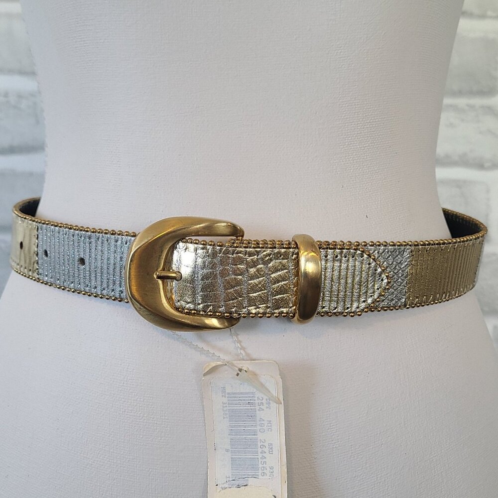 Vintage Elite Fresno California Gold Silver Multi Texture Belt Club Rave Artsy S